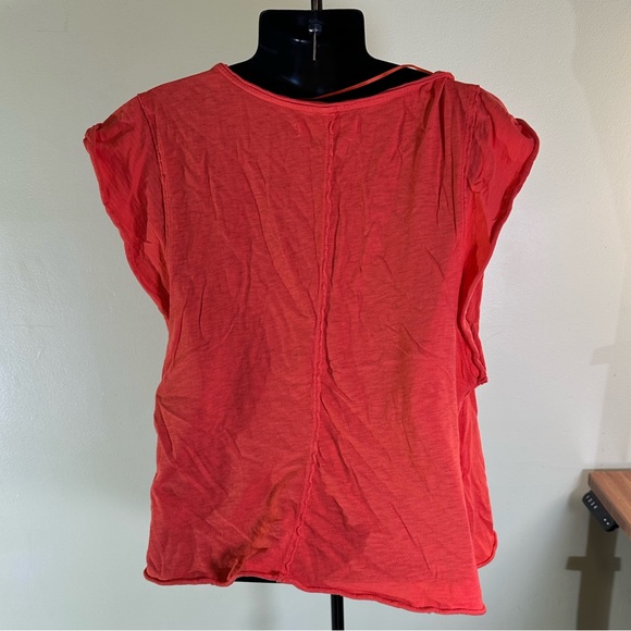 Free People Vibrant Orange Drape Neck Blouse - Picture 2 of 5